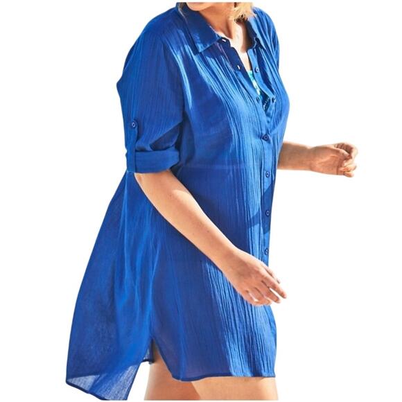 Swimsuits For All Women's Plus Size Swim Cover-Up Royal Blue Size 26/28 NWT - Picture 1 of 10